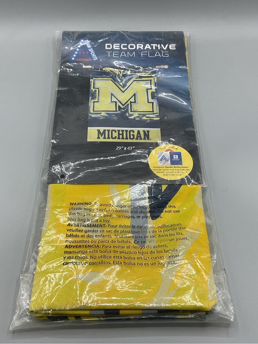 Michigan Wolverines Embossed Flag Double Sided 29" x43" NCAA Team Sports America